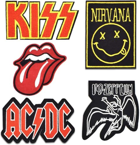 5 Stück Aufnäher für Kleidung,BüGelflicken,Patches zum Aufbügeln,(Rock Band) Aufnäher zum Aufnähen,Bestickte Aufnähers, Band Patch für Kleidung, Jeans, T-Shirt, Textilien, Taschen, Bügelflicken