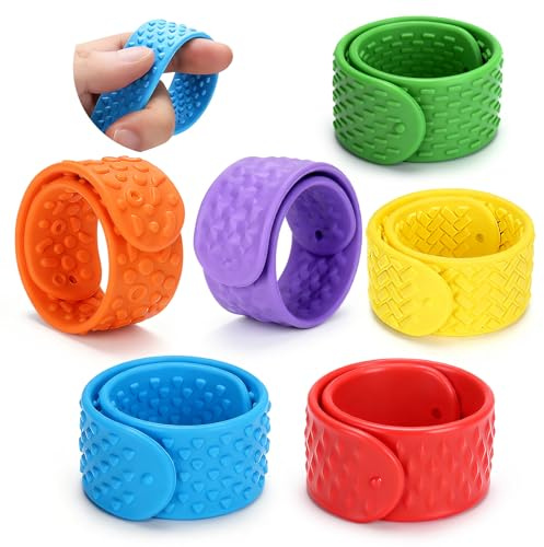 Vodolo Pulseras sensoriales de silicona, 6 pulseras texturizadas para aliviar el estrés para niños, adolescentes y adultos, autismo, TDAH, juguetes sensoriales imprescindibles