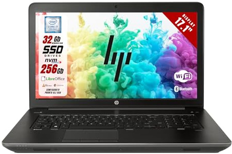 HP ZBook Business Laptop - Pc Portatile 17.1 HD - Intel i7-7700HQ 4 Core fino a 2.80 GHz - Ram 32GB 256GB SSD - Notebook pronto all'uso con Win 11 e Libre Office (Ricondizionato)