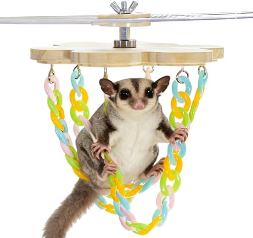 Hamaca de Escalada de Madera – de Sugar Glider, Dispositivo de Juego Giratorio Ligero | Accesorio de Ejercicio Interactivo Seguro para Mascotas pequeñas, Aves, hámsteres, Ratas, Hurones, Jaula