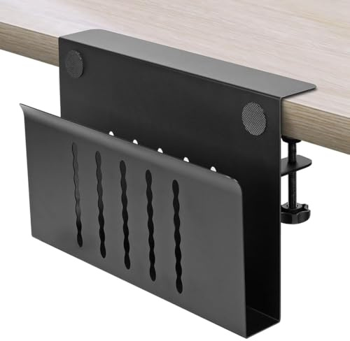 BUAGOUWZ Organizador de Almacenamiento Lateral de Escritorio, Sin Taladro, Soporte para Portátil Debajo Escritorio, Soporte Abrazadera, Soporte Colgante para Portátil para Oficina y Hogar.