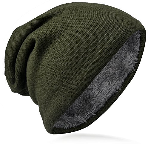 Barn jersey slouch beanie lång varm stickad mössa unisex enfärgad vinter trend, Färggrön, 49-51