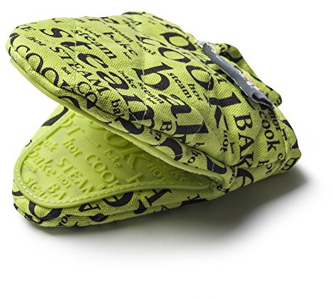 Zeal Silicone Pot Holder Mini Oven Mitt – Mitt for Air Fryer with Hot Print Design and Comfortable Quilted Cotton Inner – Heat and Water Resistant, Lime Green
