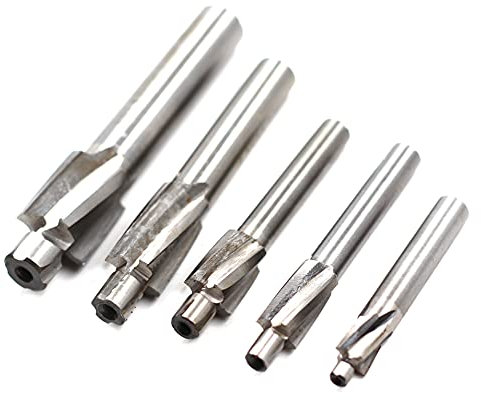 Chiloskit 5pcs Counterbore Drill Bit, M3-M8 Pilot Slotting Counterbore Mould End Mill Cutter Solid Slot Countersink End Mill Drill Bit