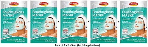 Schaebens Feuchtigkeitsmaske - mit Aloe Vera, Heilwasser, Gurke und Urea - (5 x 2 Einheiten. 5 mL je Einheit - Für 10 Anwendungen) - Für alle Hauttypen