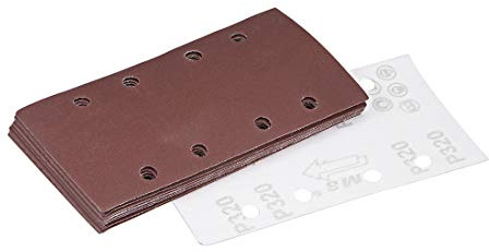 sourcing map 320 Grit 1/3 Sanding Sheet Sander Sandpaper Hook and Loop Pads 8 Hole 10pcs