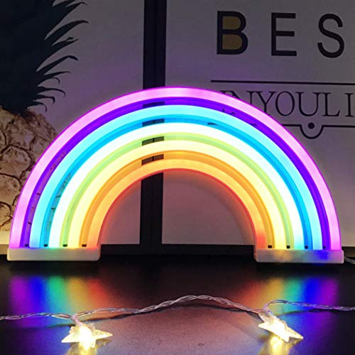 Veilleuse arc-en-ciel pour enfants Cadeau de Noël LED arc-en-ciel Neon Signs Lampe pour décoration murale, décoration de chambre à coucher, accessoires de maison, fête, décoration de vacances