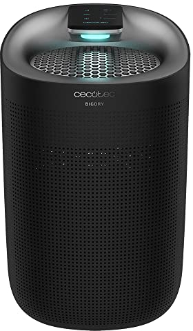 Cecotec Deshumidificador Eléctrico BigDry 3000 PureLight Black. 45 W, Deshumidificación hasta 750 ml/día, Purificador de Aire con Triple Proceso de filtración, Depósito 1L, 3 Velocidades, 25m2