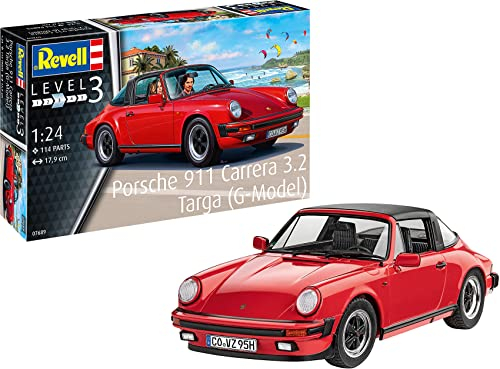 Revell Carrera 07689 Porsche 911 3.2 Targa (G-Model), Modellauto zum Selberbauen im Maßstab 1:24, 17,9 cm originalgetreuer Modellbausatz für Einsteiger, zum Bemalen