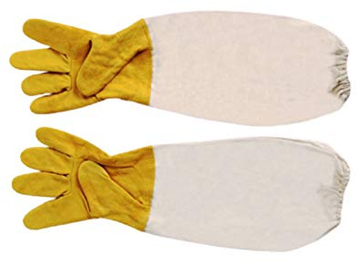 RXYNLL Kinder Imkerhandschuhe Ziegenleder Langarm Gelb S | Ziegenleder Handfläche, atmungsaktiver Canvas, für Kinderhände, Naturerkundung, elastische Bündchen
