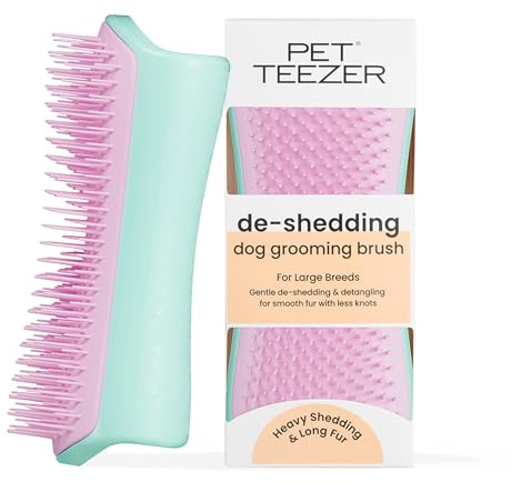 Tangle Teezer | Pet Teezer | Enthaarungs- und Hundepflegebürste | Trockenbürste oder Hundebadebürste | Minze & Rosa