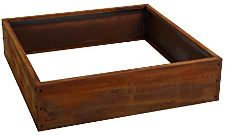 ESTEXO Beeteinfassung Beetumrandung Edelrost Hochbeet Rost Cortenstahl Umrandung Rahmen Pflanzbeet Pflanzkasten Blumenkasten (100x100x25 cm)