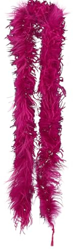 Federboa Weihnachtsboa, 200CM Federboa Flauschige Straußenfeder Verkleidungszubehör Halloween Handwerk Hochzeitsdekoration Girlande Federschal Damen Mädchen Karnevals Kostüm Accessoire,Weinrot