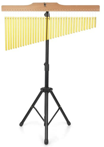 Anjetan 36-Bar Chimes Percussion, 36 Note Single-row Wind Chime with Adjustable Mounting Stand, Musical Percussion Instrument
