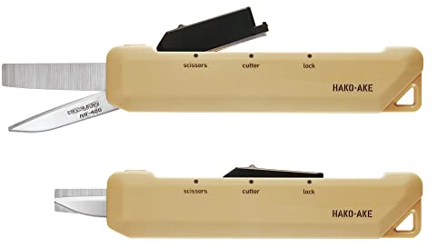 KOKUYO - Tijeras portátiles de 2 vías, tijeras de viaje compactas de tamaño de bolsillo, hoja de acero inoxidable al carbono, cortador de caja de tijera multiusos para oficina, viajes y hogar Arena