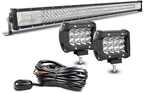 AUXTINGS 106 cm 540 W 3 rader LED-ramp, 2 x 10 cm LED-arbetsljus 12 V vattentät LED-projektor, dimljus, LED-arbetsljus med ledningar för bil, lastbil, traktor, SUV, båt, IP67