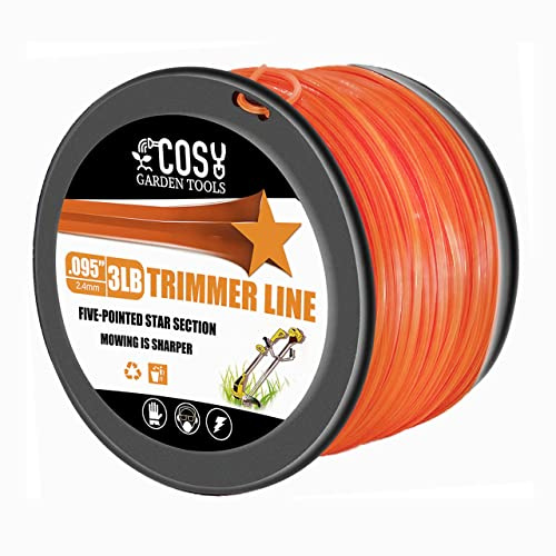 COSY GARDEN TOOLS Mähfaden 2,4mm x 337m fünf Sterne rasentrimmer Faden Nylon-Rasentrimmer-Grasschnur für Trimmer, Dornen und Sträucher