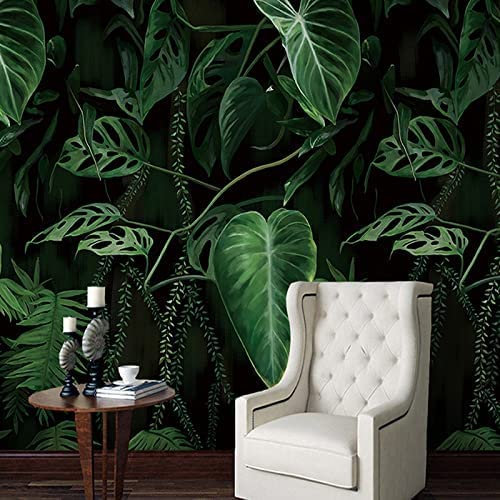 Papier Peint Pelable Et Autocollant, Grande Fresque Murale En 3D Feuille De Bananier De Palmier De La Forêt Tropicale Humide Autocollant Mural Auto-Adhésif Pour Adul 140 (largeur) x 70 (hauteur) cm
