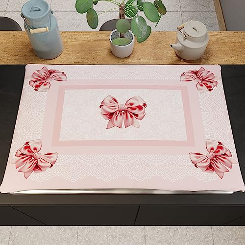 PETTI Artigiani Italiani - Accessori Tessili da Cucina, Copri Fornelli 46x70 cm in Microfibra, Coprifornello Elegante per Gas e Induzione, in Stampa Digitale Fiocco Rosa, 100% Made in Italy