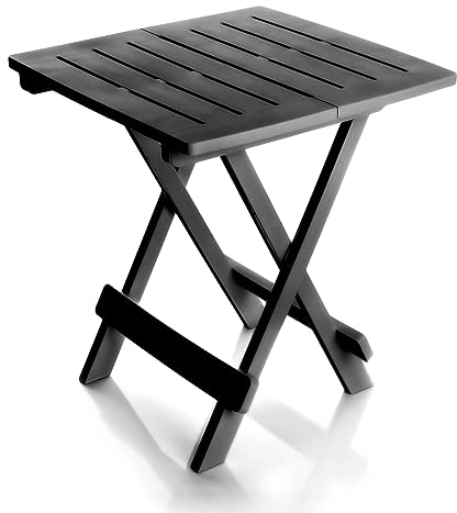 BigDean Klapptisch klein in anthrazit aus Kunststoff LxBxH 45x43x50cm – wetterfester Campingtisch - Beistelltisch In- und Outdoor geeignet - Kleiner Esstisch Gartentisch Balkontisch – Made in Europe