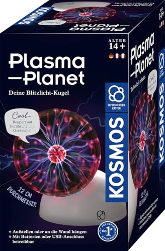 KOSMOS 676896 Plasma Planet, 12 cm Plasmakugel mit Sound-Sensor, Experimentierkasten für Kinder ab 8 Jahre zum Thema Physik