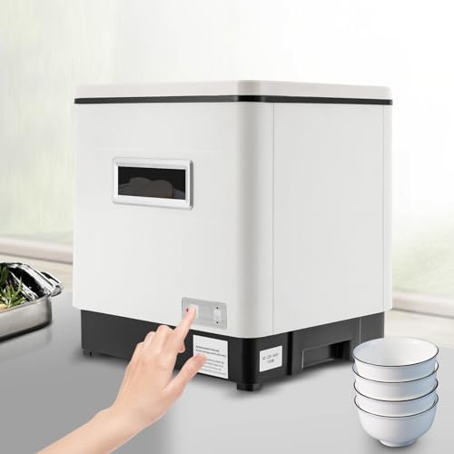 HOARLICN Edelstahl Geschirrspüler, 1500W 220V Tischgeschirrspüler Kleine Spülmaschine 304 Edelstahl Geschirrspüler Mini Geschirrspülmaschine 70 Grad Hitze tötet, Weiß