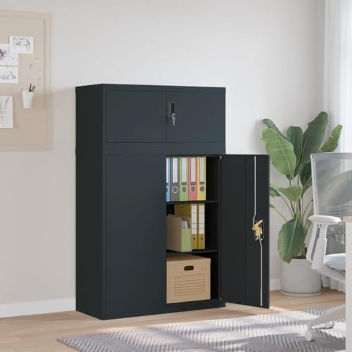 ShGaxin Aktenschrank Anthrazit 90x40x145 cm Stahl, Metallschrank, Werkstattschrank, Werkzeugschrank, Büroschrank, Lagerschrank, Garagenschrank, Stahlschrank