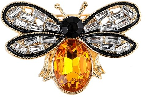 Bee Brooch Pin, Honey Bee Rhinestone Pins Vintage Crystal Bee Brooch Insect Themed Bee Lapel Pins Stylish Accessories for Women Men Party Dating Anniversary