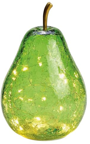 G. Wurm Dekoleuchte Birne (S) Glas, Hellgrün, Birnen Lampe mit LED Lichterkette, Dekolampe, Tischleuchte, Birnenlampe