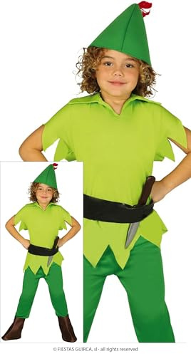 FIESTAS GUIRCA | Child Archer Fancy Dress Costume (10-12 Years) - T-Shirt, Belt, Hat and Trousers - Storybook and Musketeer Costumes for World Book Day and Carnival - Ideal for Children - Green