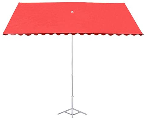 WPWSDWMX Markise, Robuster Terrassenschirm, Großer Sonnenschirm mit 4 Stahlstreben, Geneigtes Design Standmarkise Balkon Markiese(Red,250 * 200cm/98 * 78in)