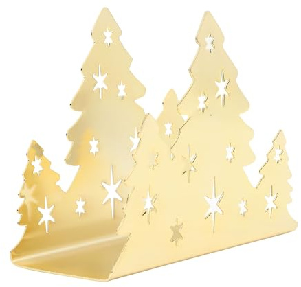 Soporte de Servilletas en Forma de árbol Navidad Rejilla Toallas Papel Seda Acero Inoxidable para Decoración la Mesa del Hogar y el Restaurante (GOLD)