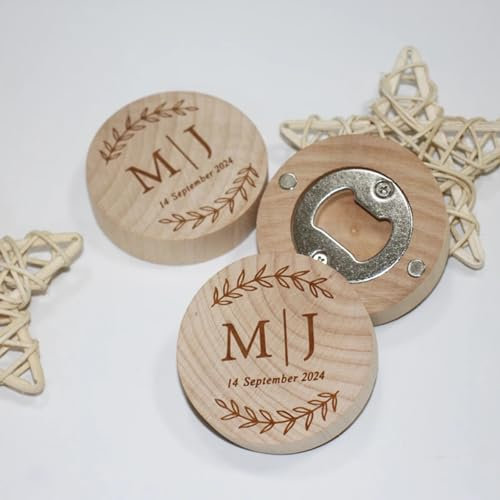 Lot de 20 décapsuleurs magnétiques personnalisés en bois pour réfrigérateur, cadeaux de mariage pour invités, fêtes prénatales, cadeaux souvenirs d'anniversaire