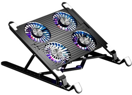 Cooling Pad, Silent Height Adjustable Laptop Cooler Stand, Folding Portable Cooling Mat with Powerful Fans to Prevent Overheating, Ideal for School, Home, Travel, Desk Use