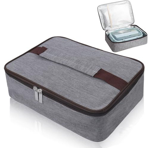 DDhayyp 4.5L Lunch Box for Adults, Portable Tote Bag Leak-Proof Thermal Cooler Bag Waterproof Container Lunch Organizer for Work School Picnic Travel (Grey)