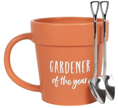 MBS-HUB Gardener of the Year Mug for Dad with Shovel Spoon, Novelty Birthday Gifts, Tea and Coffee Mugs for Hot Drinks, Gardeners Coffee Mug, Reusable Coffee Mug for Every Occasion