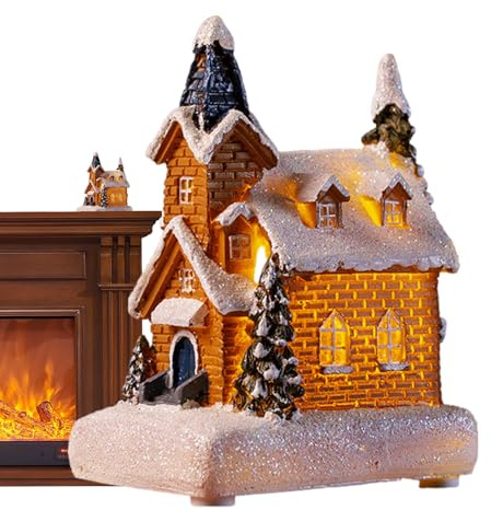 Wisylizv Pueblo De Navidad | Casitas Iluminadas para Pueblo Navideño | Miniaturas Coleccionables Decoración para Hogar Fiestas Invierno | Escaparates Estantes Tiendas