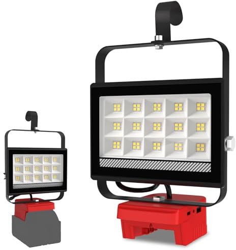 T-SUN Akku Lampe Kompatibel mit Milwaukee 18V 60W LED Arbeitsleuchte Akku | Tragbare Baustrahler mit 2 Modi Helligkeit, Multifunktionales Flutlicht Strahler für Garage Autoreparatur, Workshop, Camping