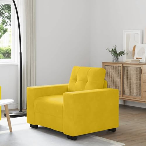 GeenYuu Sessel Gelb 60 cm Samt, Weich Gepolstert, Robuster Sperrholzrahmen, Komfortabler Polstersessel für Wohnzimmer, Schlafzimmer, Büro, 110 kg Belastbarkeit