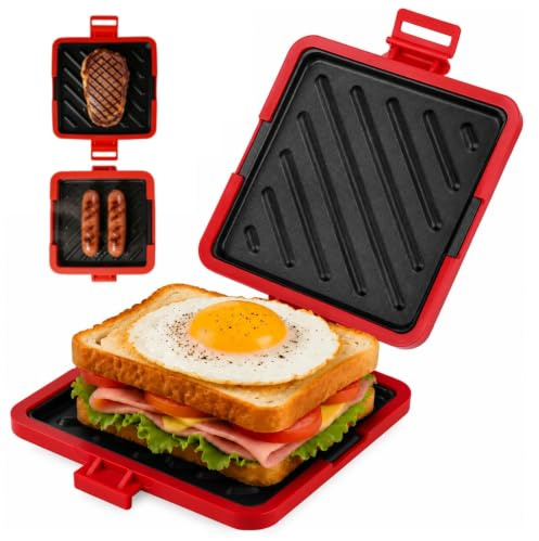 Microwave Toastie Taker Ticrowave SandwichToaster, Wireless Small Toaster | Nonstick Plate Panini Maker, Microwave Toastie Maker with Removable Non-Stick Plates reusable, Dishwasher Safe