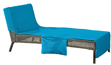 Erwin Müller Liegetuch, Strandtuch, Badetuch, Schonbezug mit Tasche türkis Größe 70x200 cm - saugfähig, formstabil, Kapuze für besseren Halt