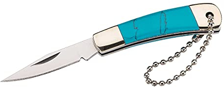 Herbertz Mini-Taschenmesser, Stahl AISI 420, Nagelhau, türkise Heftschalen, Fangriemenöse mit Kugelkette, scharfes Klappmesser & Outdoor-messer für Camping, Wandern oder Jagd