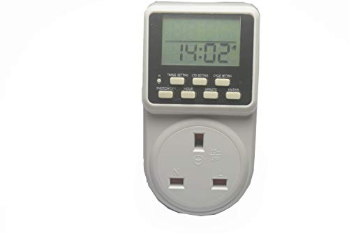 LYtech Minuterie multifonction programmable - Compte à rebours On/Off - Boucle infinie - intérieur/extérieur - Réglage min 1 seconde - Norme britannique