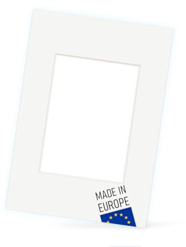 PHOTOLINI Passepartout 20x30 aussen für 13x18 innen, säurefrei 1,5 mm Passepartout Karton Reinweiß, alterungsbeständige Schrägschnitt - Passepartouts, Präsentation & Schutz von Bildern und Fotos