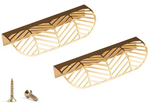 TentHome 2 Stück Modern Möbelgriff Schubladengriff Schrankgriff versteckt Spiegelschrankgriff Messing Türgriff Klemmgriff Griffe für Schrank Schubladen Kommode (Groß(117 x 42x 23mm), Gold1) | Ausgehöhlt Spiegelschrankgriff Türgriff Klemmgriff Griffe für Schrank Schubladen Kommode Groß 117 x 42x 23mm Gold1 2 St.