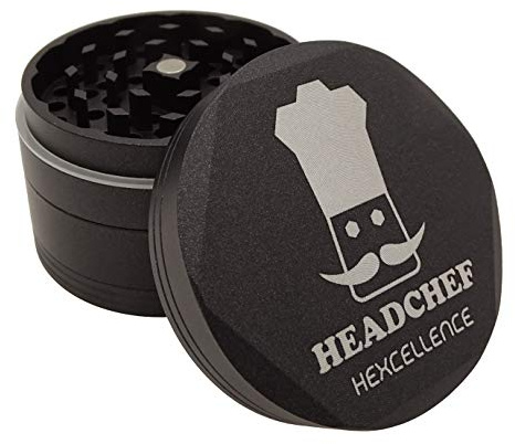 Headchef Hardcore Hexellence Keramik-Kräutermühle, antihaftbeschichtet, Metall, 4 Stück, 62 mm (schwarz)