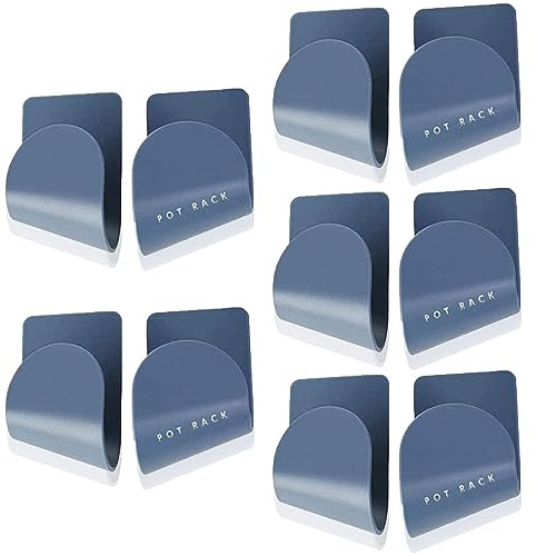 Boyigog Wall Mount Pot Lid Stand Holder Rack 5pcs Plastic Pot Lid Holder Self-Adhesive Pot Lid Storage Organizer for Home Kitchen (Blue)