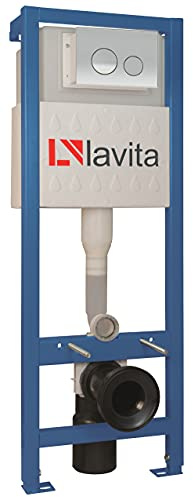 Domino Lavita - Elemento da parete per WC sospeso, con piastra a pressione (OC) cromato, 112-128 cm