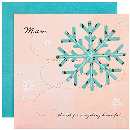 Hallmark Weihnachtskarte für Mama, modernes 3D-Effekt, Schneeflocken-Design