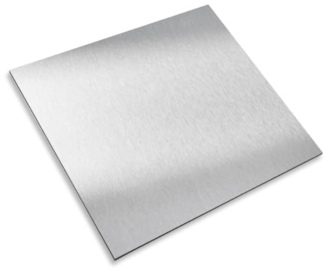 iSecur Panel composite aluminio, plata, efecto inox, 20 x 20 cm - az113 | Panel aluminio 3 mm, film protector, interior exterior, facil de trabajar, resistente intemperie, ligero